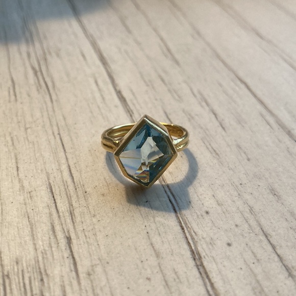 Sterling ring with gold overlay and blue stone - Picture 2 of 12